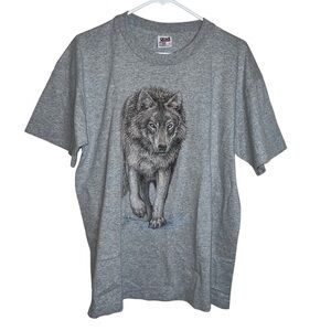 Vintage Anvil San Segal Vintage 1993 Single Stitch Gray Wolf T-shirt Size Large